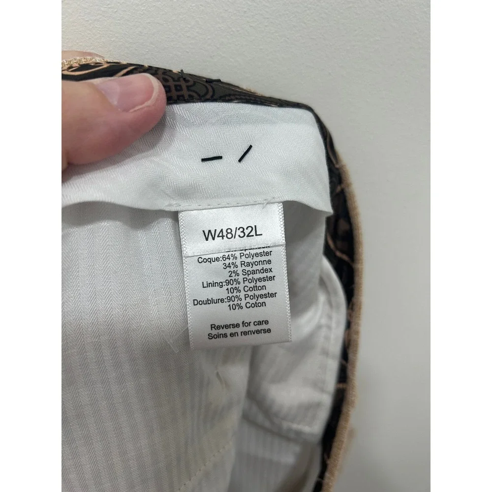 Paisley & Gray Mens‎ Tan Brown Textured Flat Front Dress Pants W48 L32 Stretch